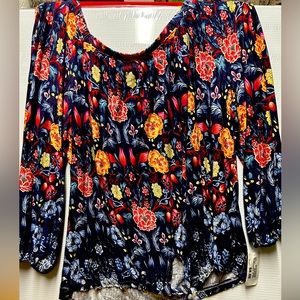 Womens floral top, Democracy brand, size XL. Original price$68.00 rayon/spandex.